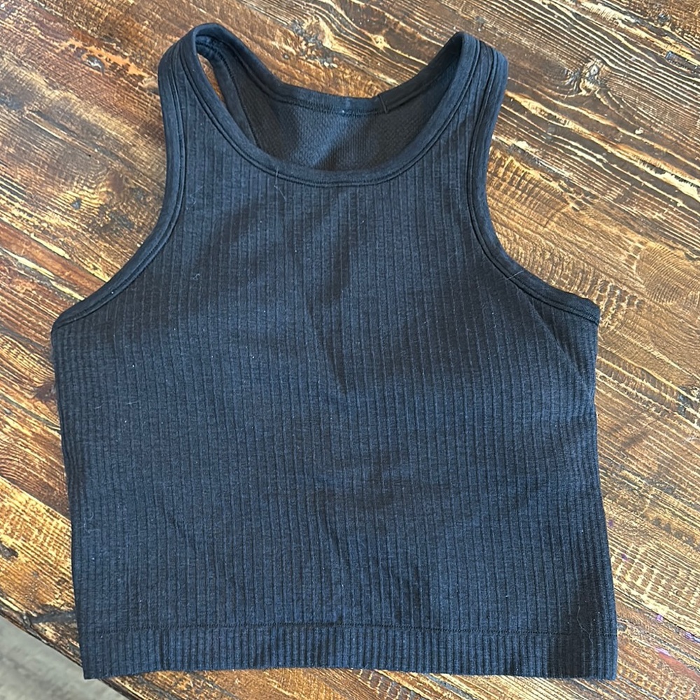 Lululemon Ebb to Street Racerback Crop Tank in Black size 4